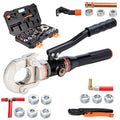 IBOSAD Copper Tube Fittings Hydraulic Pipe Crimping Tool with 1/2",3/4" and 1" Jaw Copper Pipe Press Crimper Pressing Pliers, with Pipe Cutter
