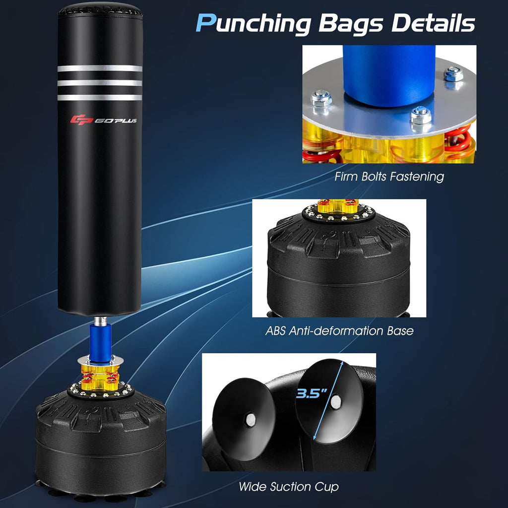 Goplus Freestanding Punching Bag 220LBS with Gloves, Shock Absorber, Suction Cup Base U540