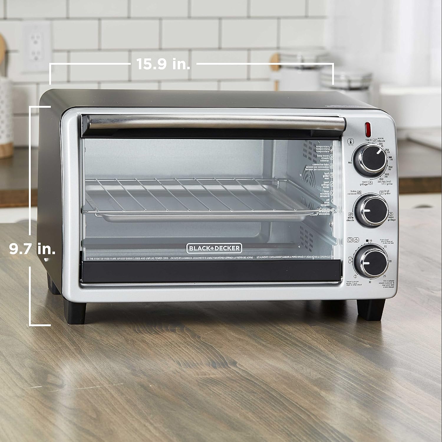 BLACK+DECKER TO1950SBD 6-Slice Convection Oven, Black/Silver I657523
