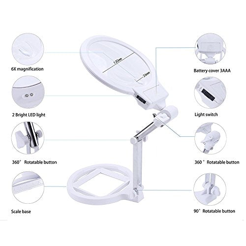 10X 20X Floor Magnifying Lamp with Light and Stand, 36 LED Dimmable C273878