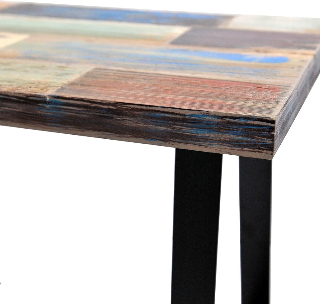Reclaimed Wood End Table with Flat Iron Legs T471