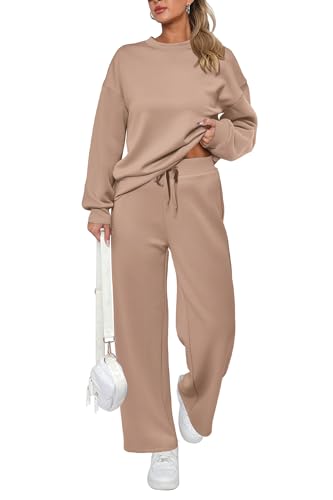 PRETTYGARDEN Women's 2 Piece Outfits 2024 Fall Long Sleeve Pullover Tops And Long Pants Lounge Sets Tracksuit