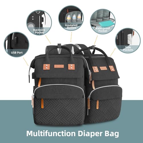 Diaper Bag Backpack with Changing Station, Black N145084