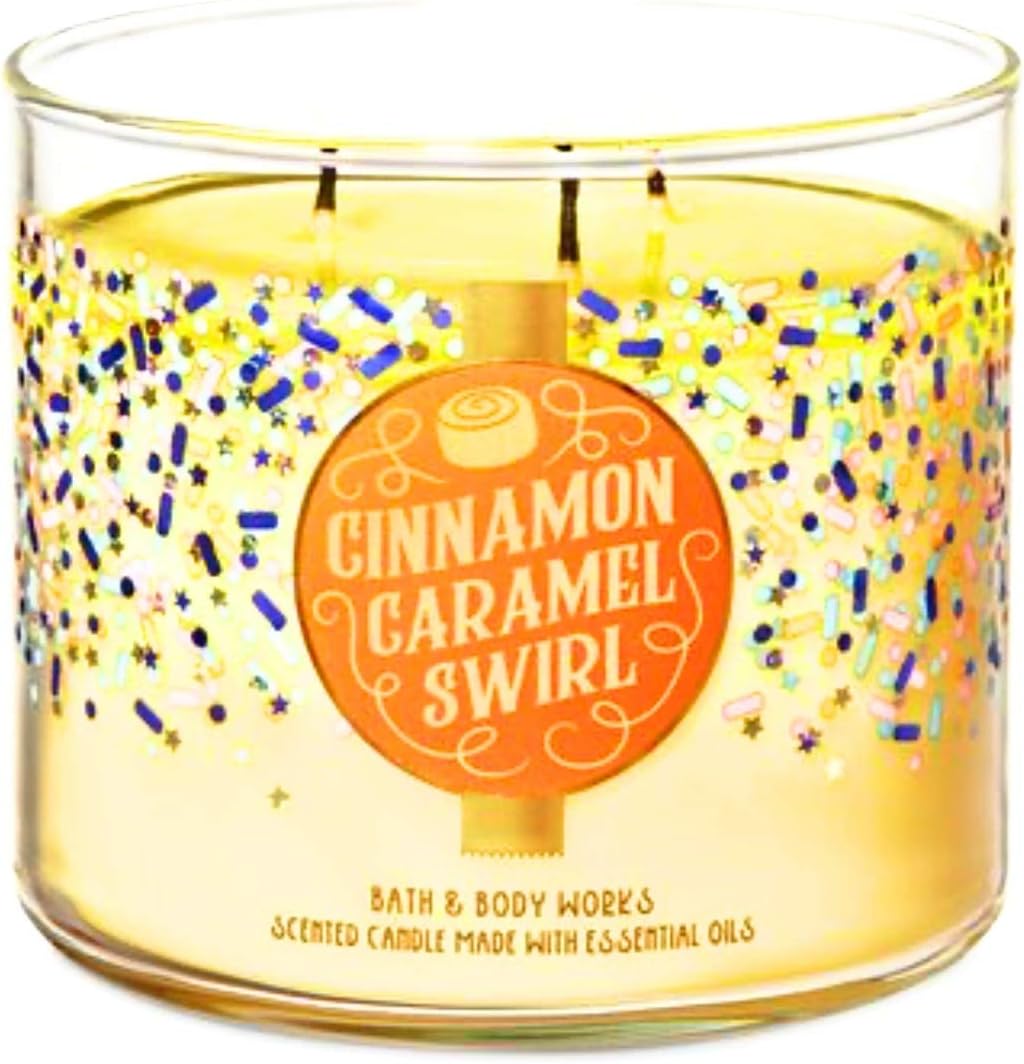 White Barn Bath & Body Works Cinnamon Caramel Swirl 3-Wick Candles Scented Candle 14.5 oz