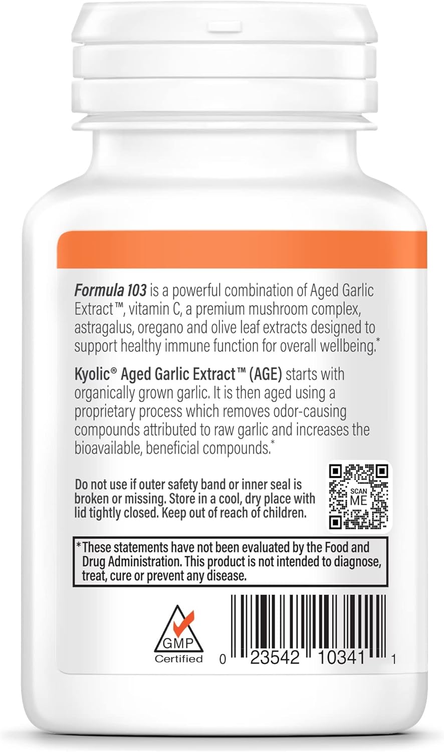 Kyolic Aged Garlic Extract Formula 103 Immune Support, 100 Capsules E129