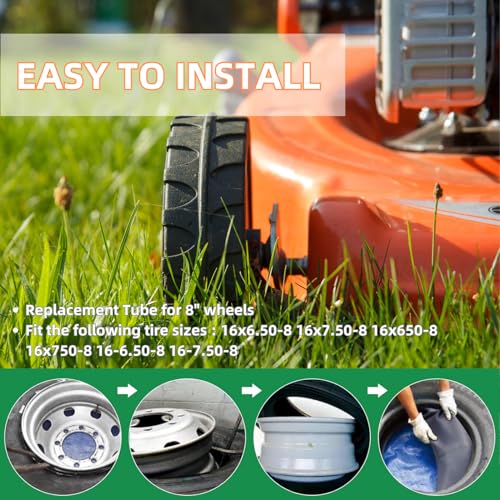 2 Pack 16x6.50-8 Inner Tube with Straight Valve Stem for Golf Cart, Tractor, Lawn Mower Y575