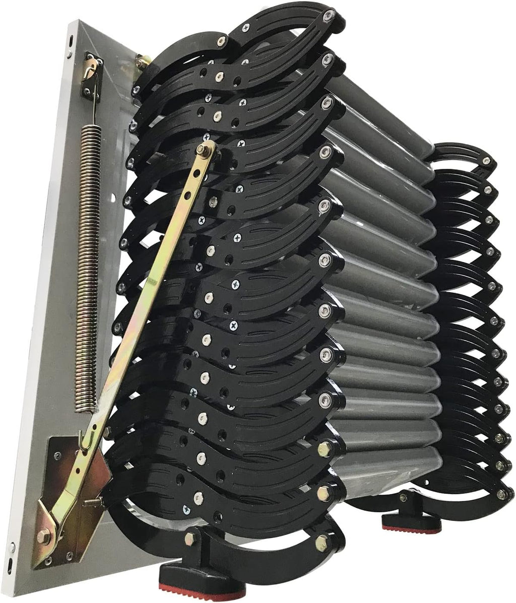 TECHTONGDA Attic Ladder 12 Steps Wall-mounted Folding Stairs, 9.8 ft, Ti-Mg Alloy A21331