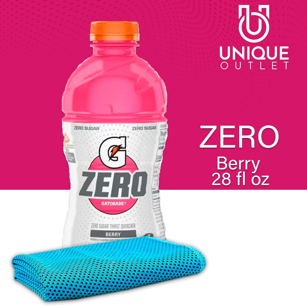 Gatorade Zero Berry Thirst Quencher Sports Drink 9-Pack 28 fl oz with Cooling Towel Q200954
