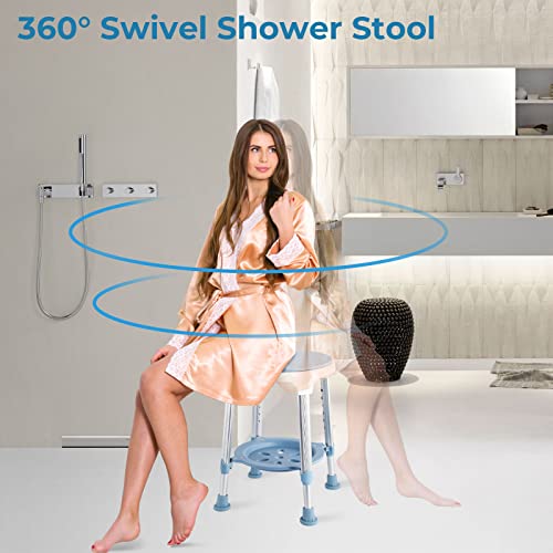 Swivel Shower Stool for Seniors, Adjustable Round Bath Seat, 350LB Capacity D3131