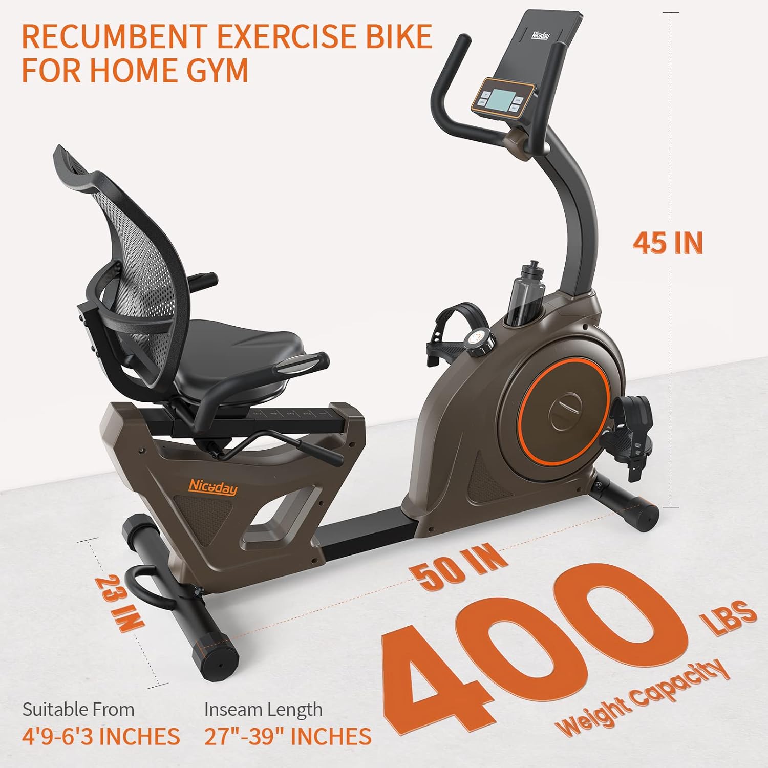 Niceday Elliptical Machine & Recumbent Exercise Bike, 16 Resistance Levels N3285