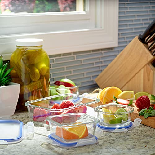 1790 Glass Food Storage Containers with Lids - 9 Pack, Airtight & Leak Proof, Heat Resistant to 550℉ Y64044