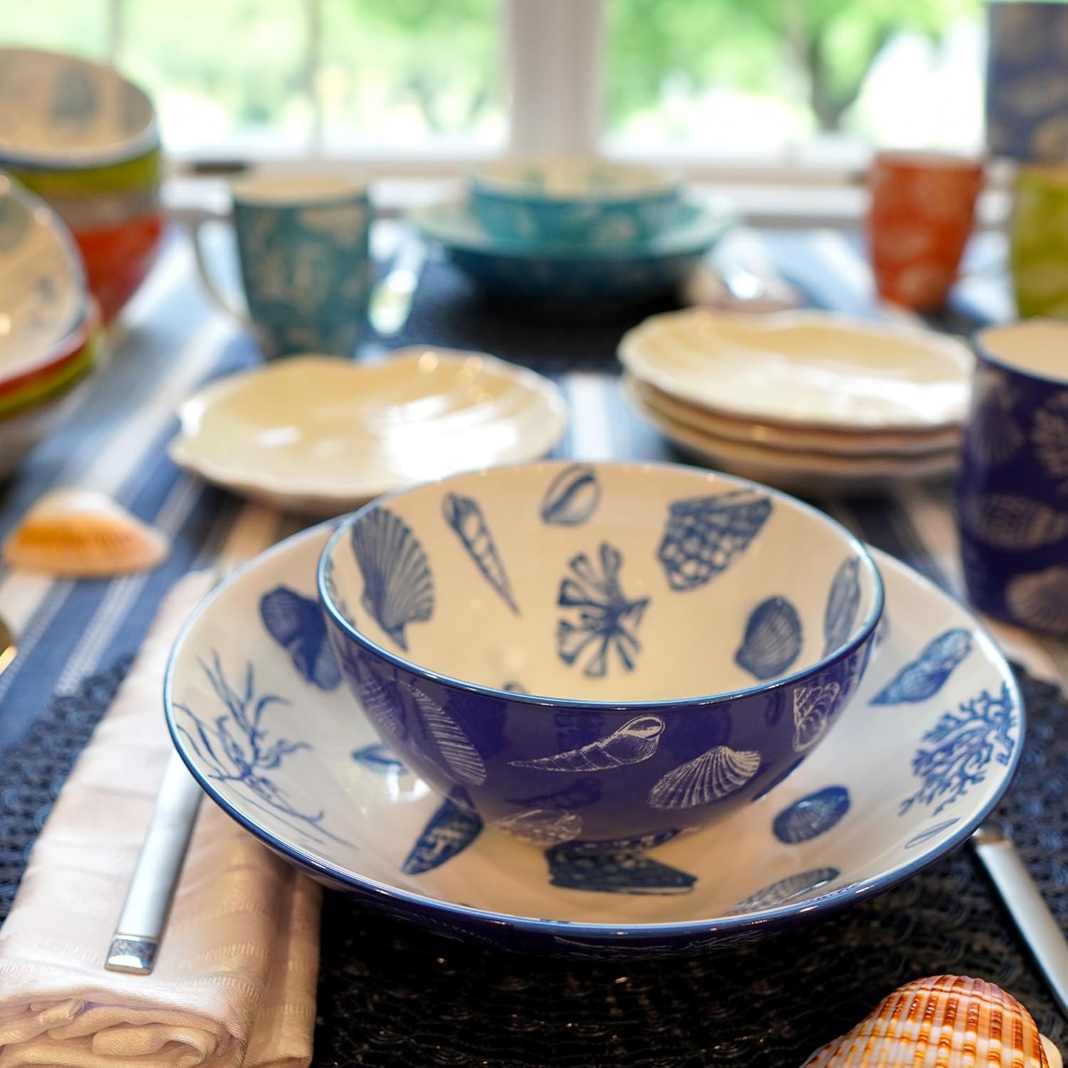 Certified International Seaside 9.25" Pasta Bowls, Set of 6, Multicolor B976