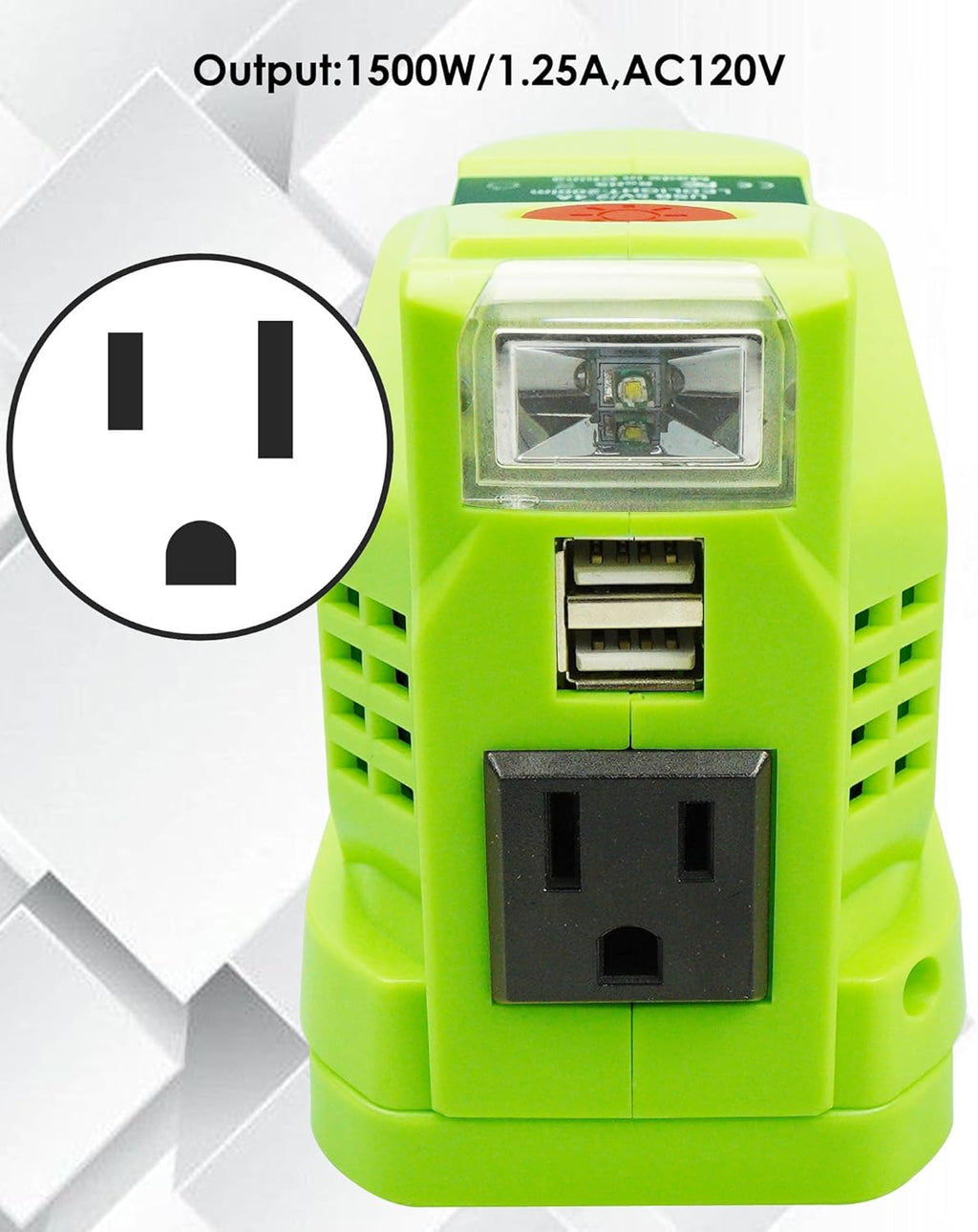 Portable Power Inverter for Ryobi 18V Battery, 150W AC Outlet Dual USB K406980