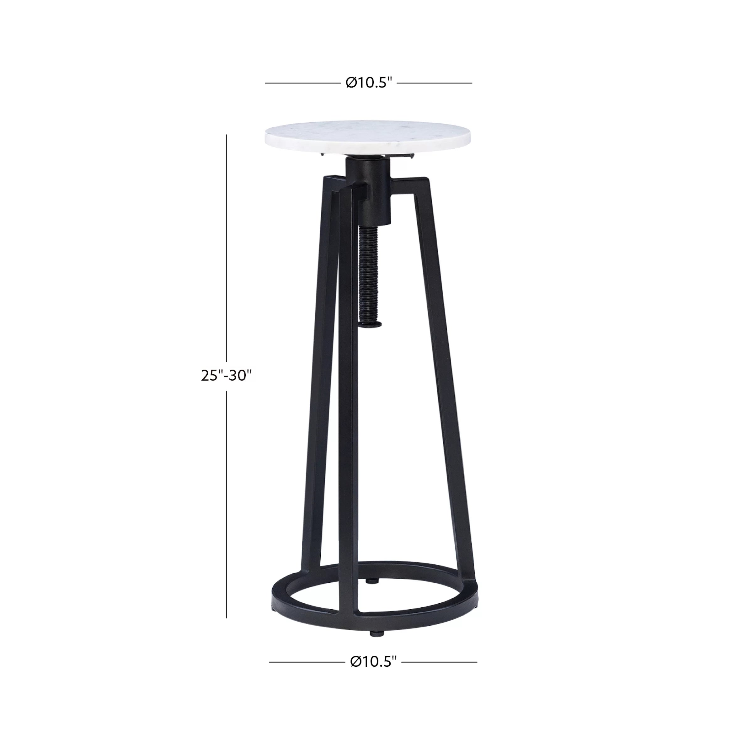 Powell Bowers Round Adjustable Height Drink Table, Black/White Marble R4114