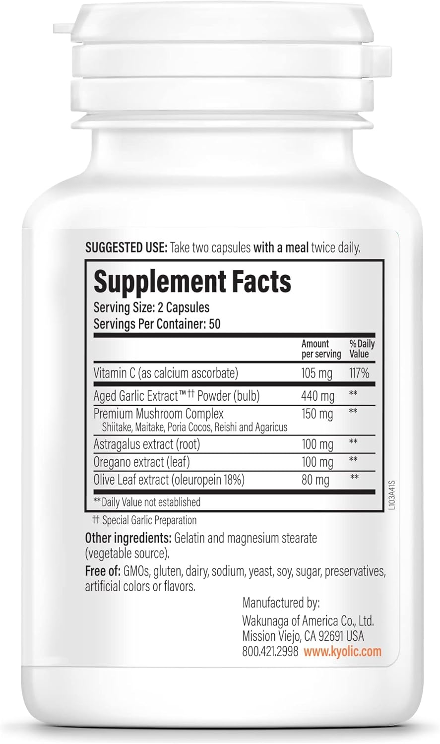 Kyolic Aged Garlic Extract Formula 103 Immune Support, 100 Capsules E129