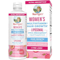 MaryRuth Organics Women's Multivitamin + Lustriva Hair Growth Liposomal Biotin 10000mcg Clinically Tested for Thicker Hair/Wrinkles/FineLines/Skin Care w/Ashwagandha & Maca Root Age 18+, 15.22 Fl Oz