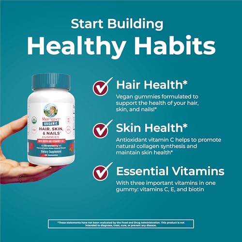 MaryRuth Organics Biotin Gummies for Hair Skin and Nails, USDA Organic, 60 Count V53129
