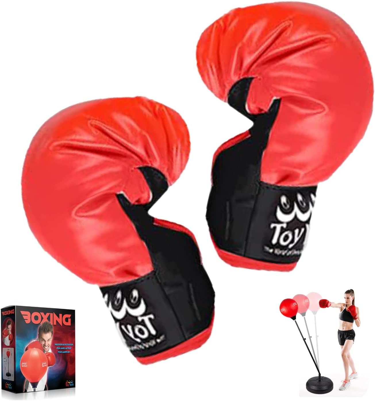 ToyVelt Punching Bag with Stand for Teens and Adults, Adjustable Height E222170