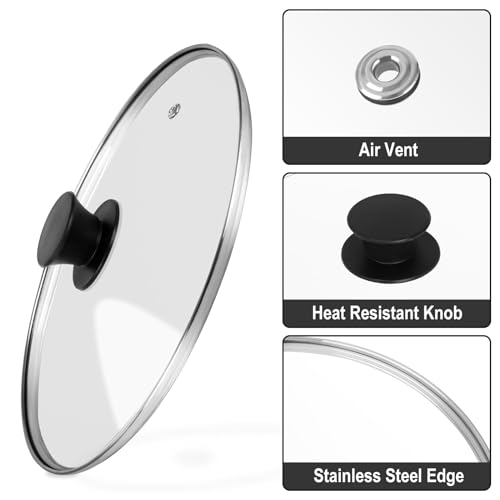 Tempered Glass Pan Lid 10 Inch Replacement Cover for Skillets Pots Wok U800043
