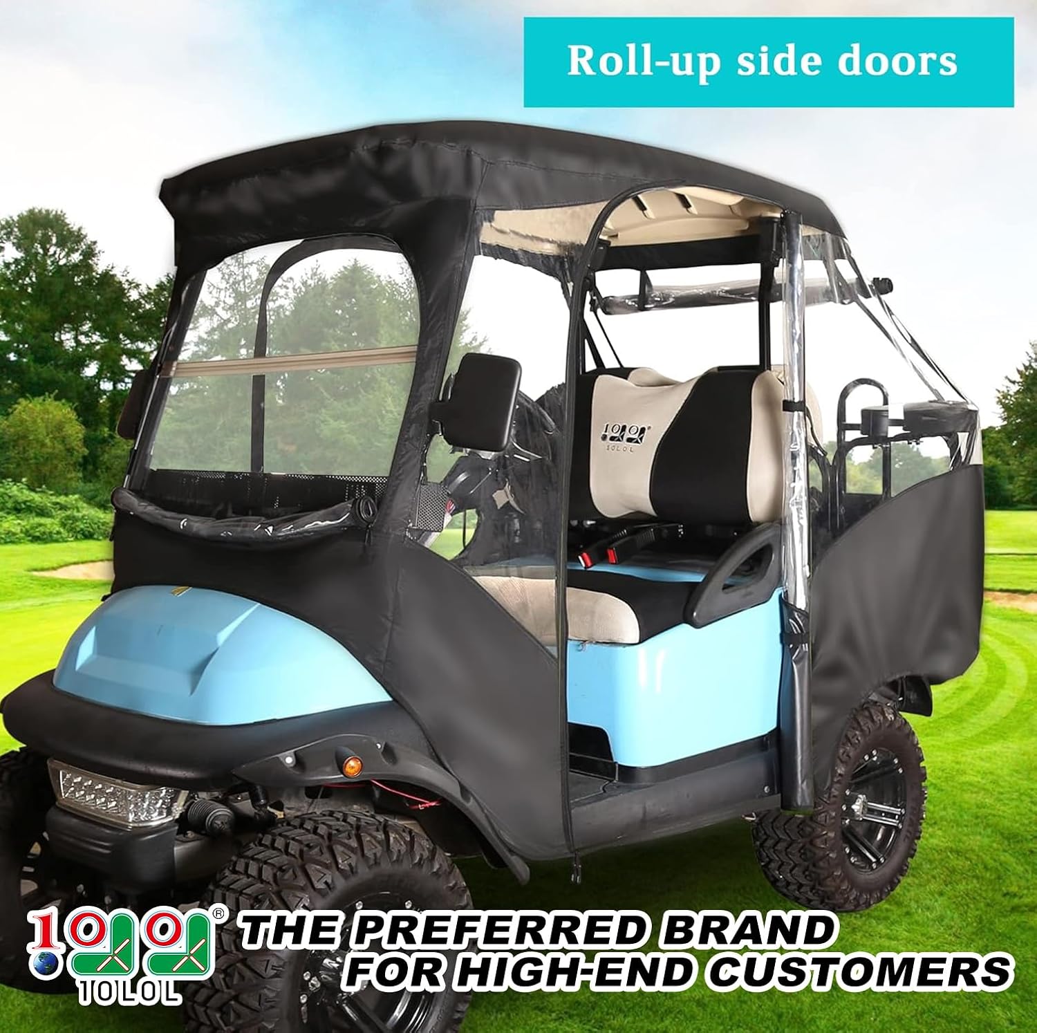 10L0L 4 Passenger Golf Cart Enclosure for Club Car Precedent Short Roof, Clear Windows, 420D Waterproof M640