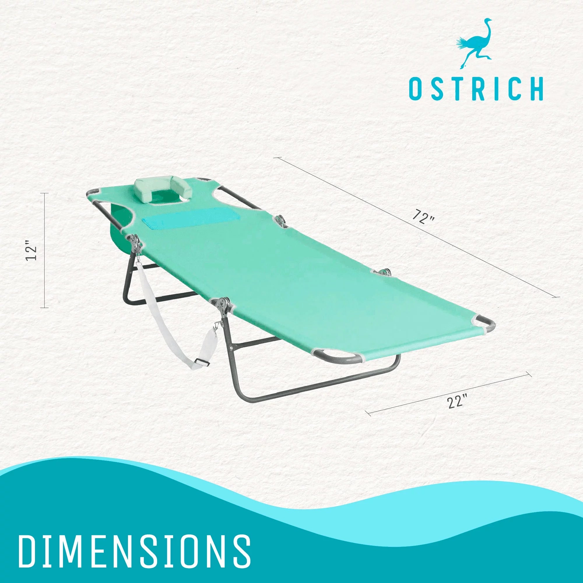 Ostrich Chaise Sunbathing Poolside Beach Chair with Recliner, Teal V291