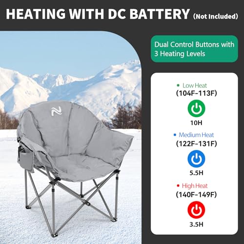 DoCred Heated Camping Chair - Folding Portable for Outdoor Sports, Supports 500 Lbs V8467