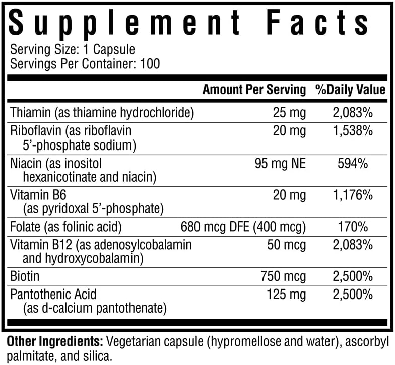 Seeking Health B Complex MF Vitamin B Complex with Folate, 100 Capsules J890376