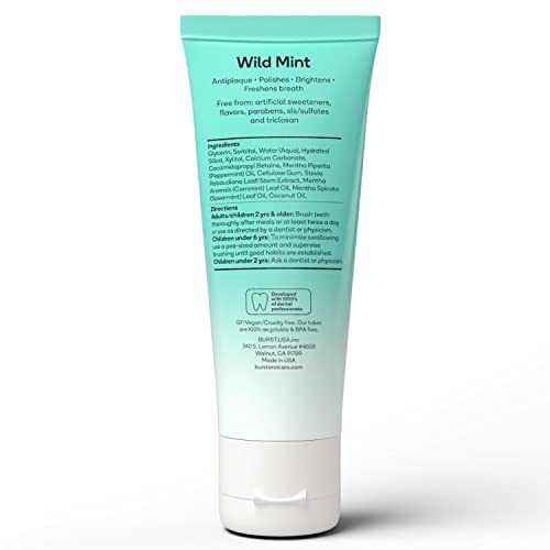 BURST Fluoride Free Toothpaste with Xylitol, Wild Mint, 4.7oz (2 Pack) R81734