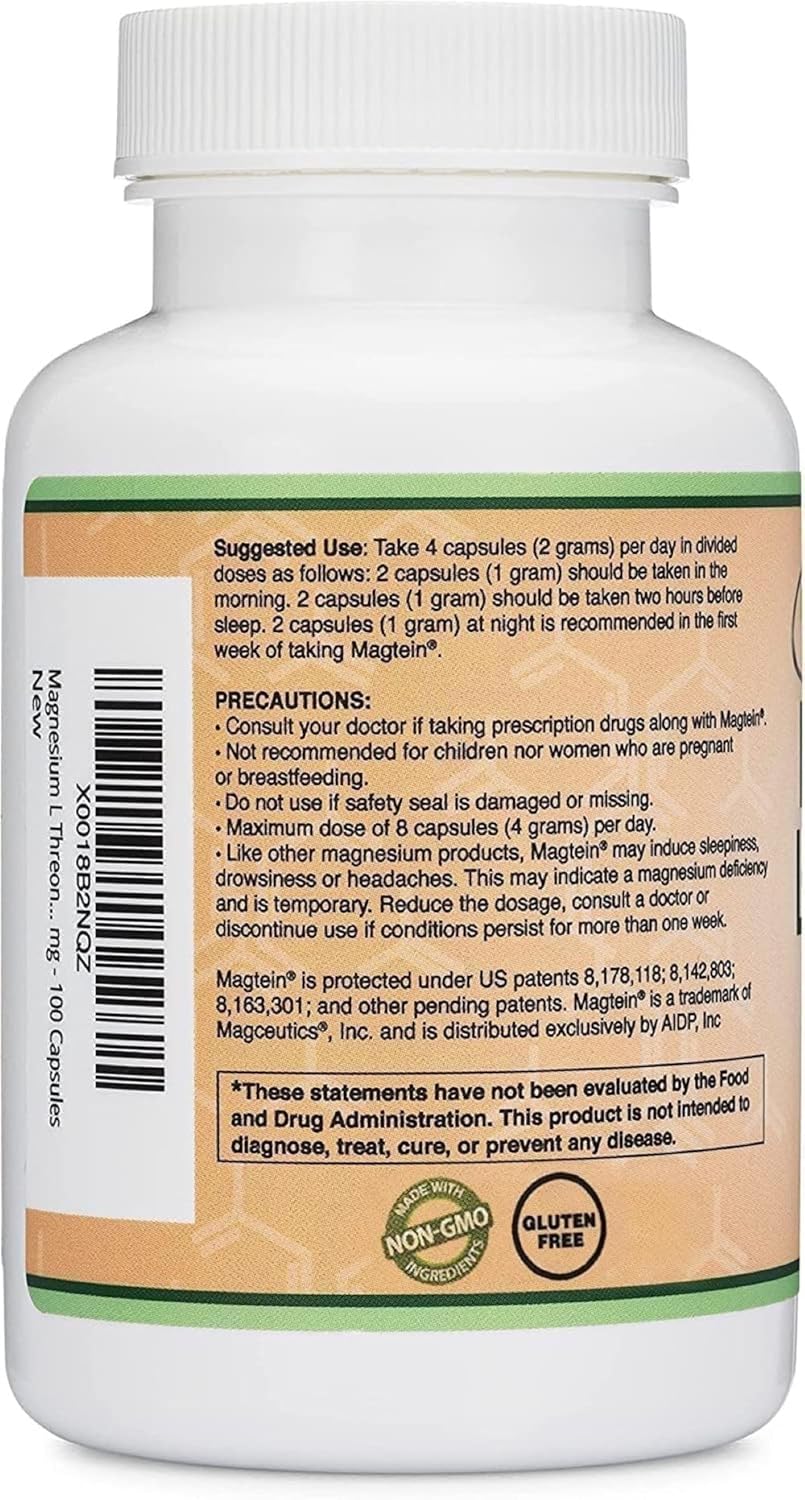 Magnesium L Threonate Capsules (Magtein) – 2,000 mg, 100 Count L455339
