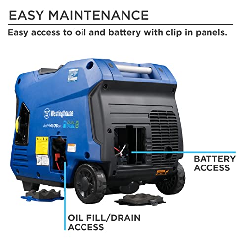 Westinghouse 5000 Peak Watt Dual Fuel Portable Inverter Generator with Wheel & Handle Kit J35261