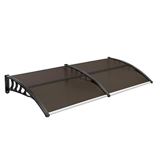 VINGLI Window Awning Door Canopy Exterior, 30" x 40" Awnings for Doors Polycarbonate Cover Patio Door Awning Rain Snow Sunlight Protection Hollow Sheet (Clear Board & Grey Bracket)