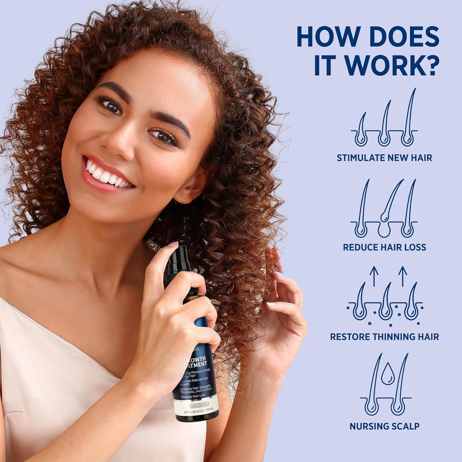 Minoxidil 5% Hair Growth Serum for Men and Women with Biotin 100ml X1427