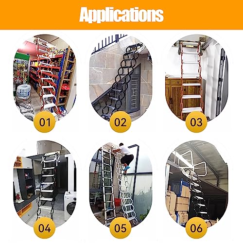 TECHTONGDA Folding Loft Ladder 9.8 ft Wall Mounted Telescopic Attic Stairs R697619