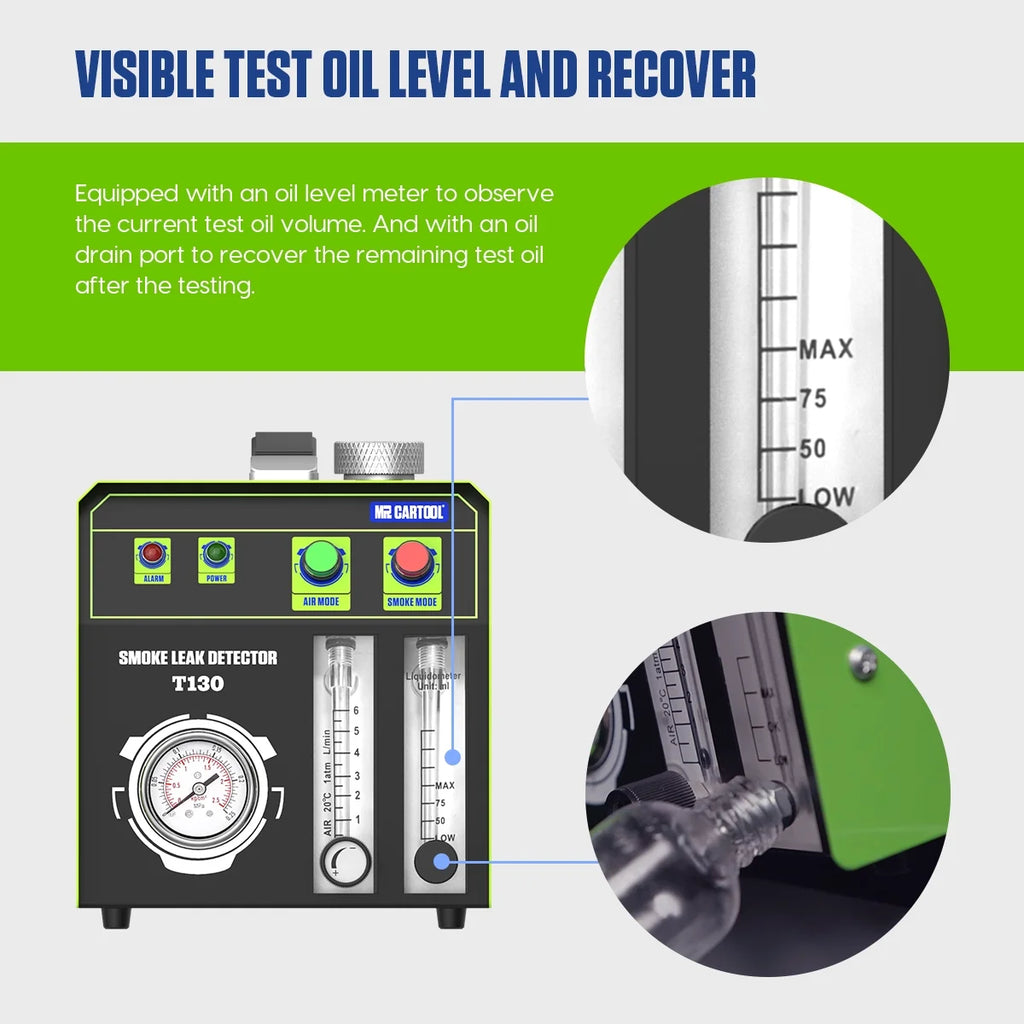 T130 Auto Smoke Leak Detector EVAP Vacuum Smoke Machine Vehicle Diagnostic Tool V93718