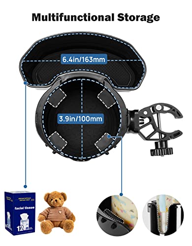 JOYTUTUS Wheelchair Cup Holder with Storage Box for Walker, Rollator, Stroller F57634