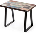 Reclaimed Wood End Table Bedroom With Flat Iron Legs, Small Rectangular Side Tables For Living Room Entryway Bench 13" X 22" X 16.5" Heigh, Brick Rectangle
