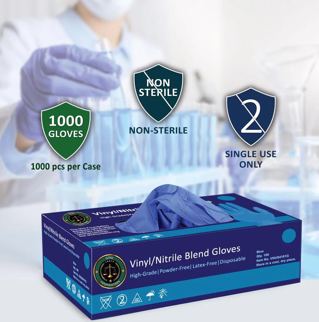 Nitrile-Vinyl Blend Disposable Exam Gloves, Latex Free, Small, 1000/Case T6781