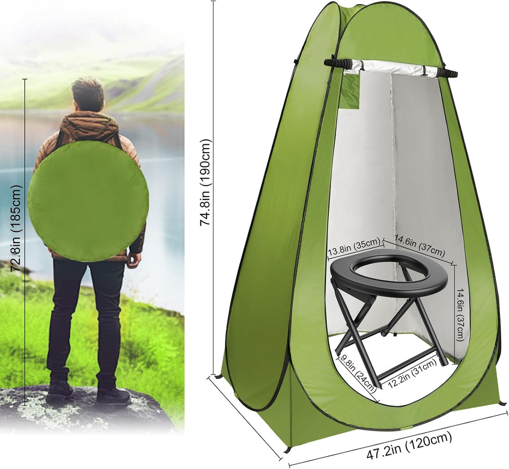 Portable Toilet Kit for Adults with Pop up Privacy Tent, 300LBS Washable K139