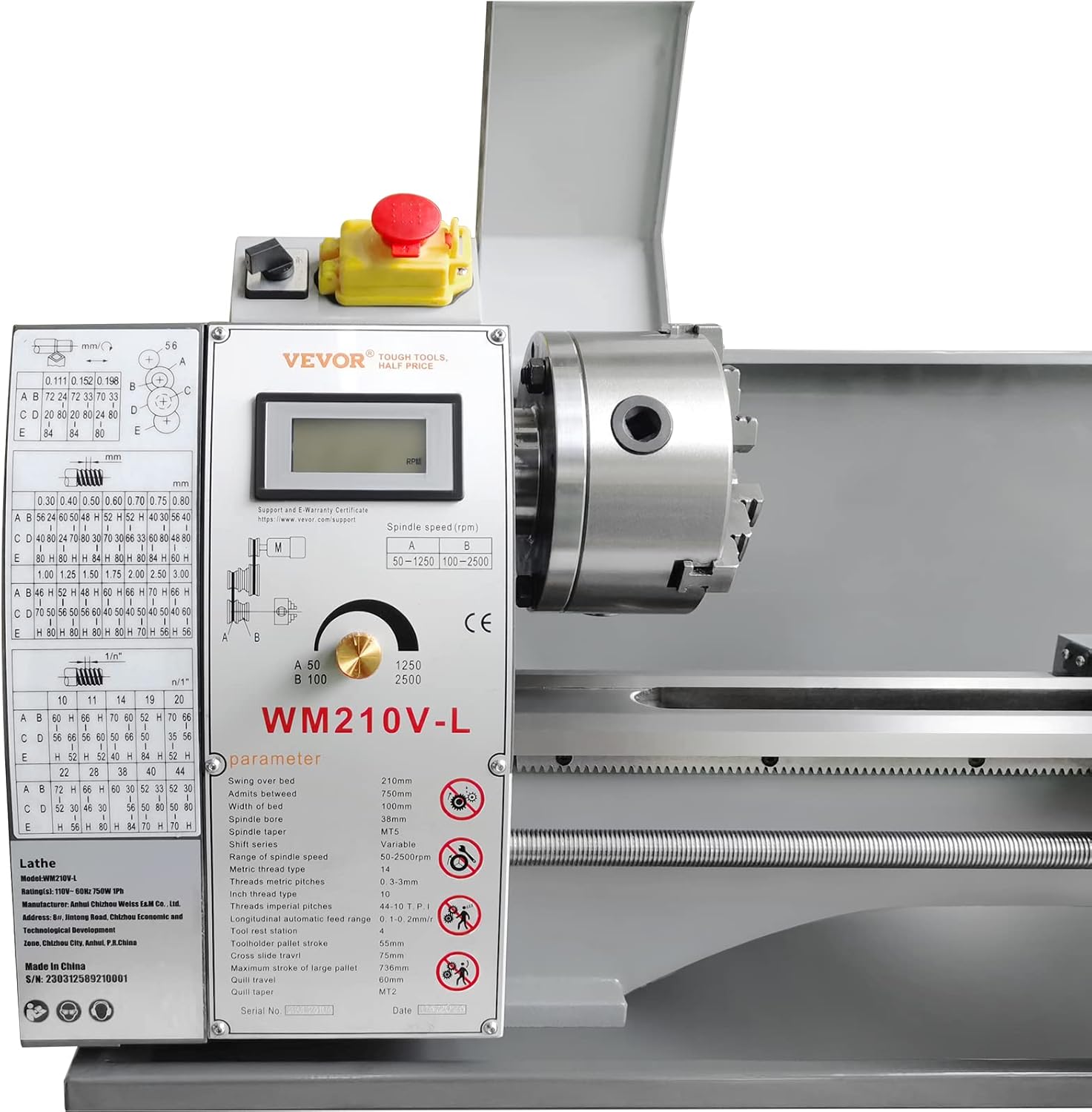 VEVOR Metal Lathe Machine, 8.3" x 29.5", 750W Benchtop Power Lathe H26151