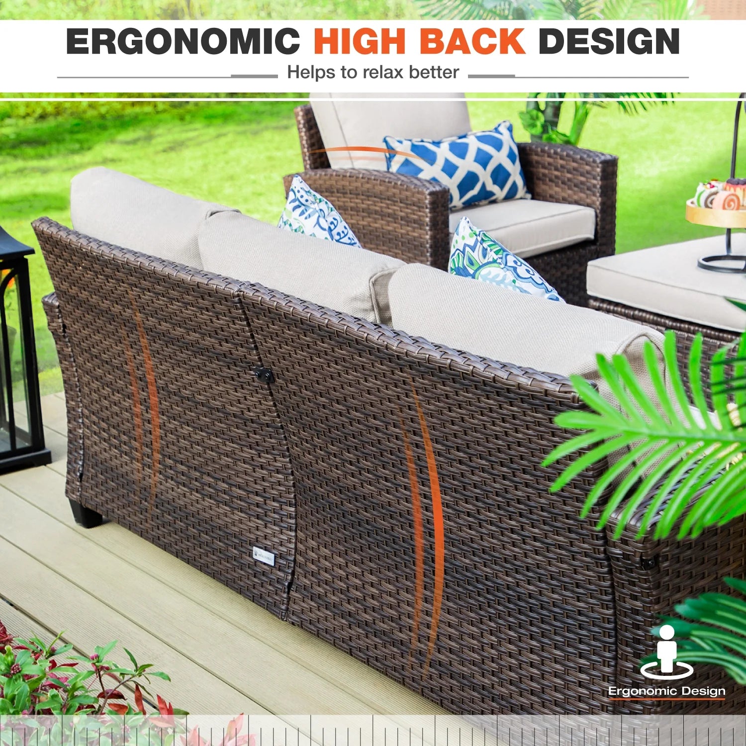 MF Studio 9-Seat Outdoor Patio Furniture Set with Fire Pit Table R340594