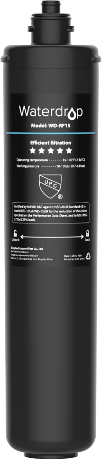 Waterdrop 15UA Under Sink Water Filter System with RF15 Replacement Cartridge V64936
