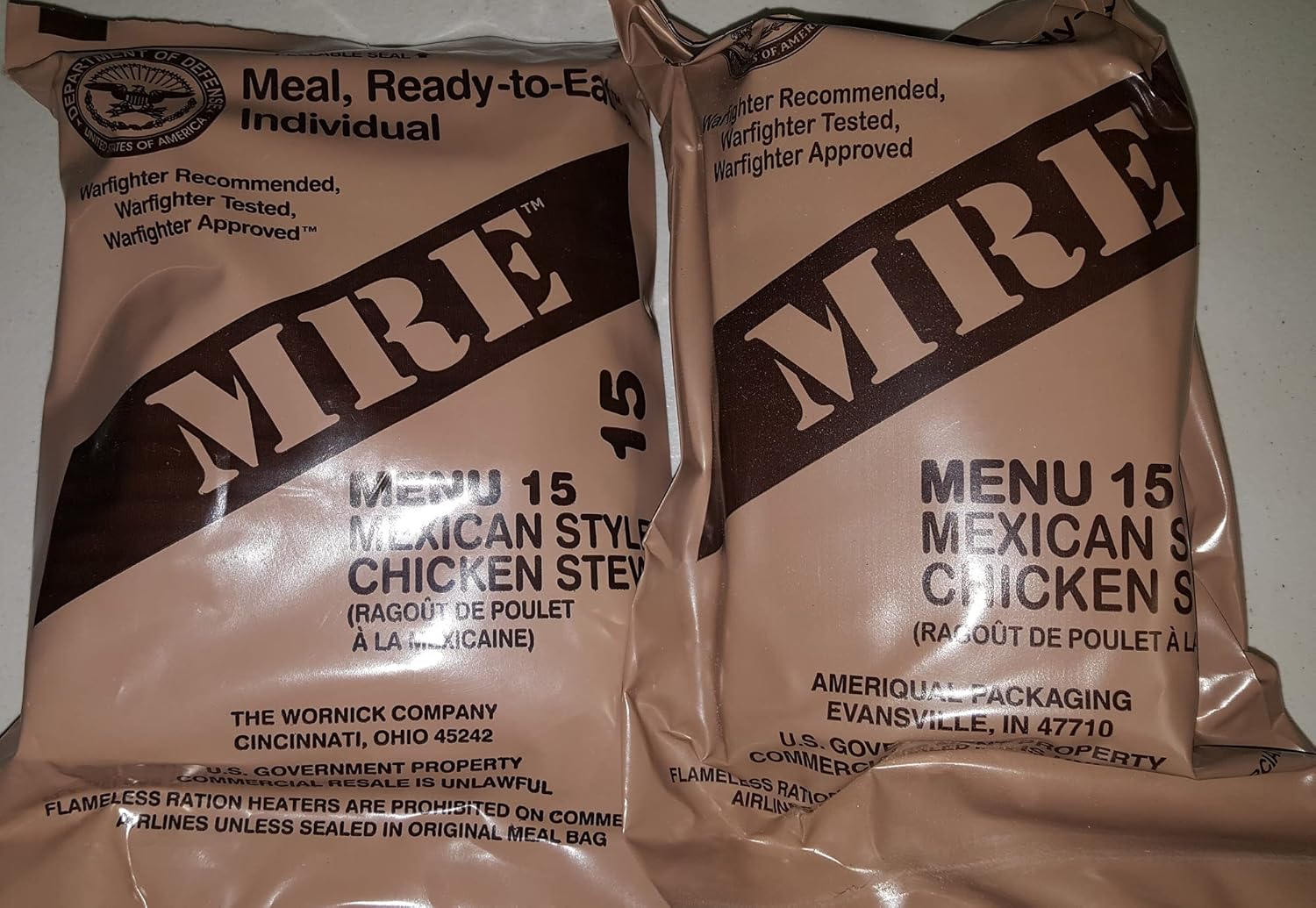 MREs (Meals Ready-to-Eat) Genuine U.S. Military Surplus Assorted Flavor (2-Pack) MRE