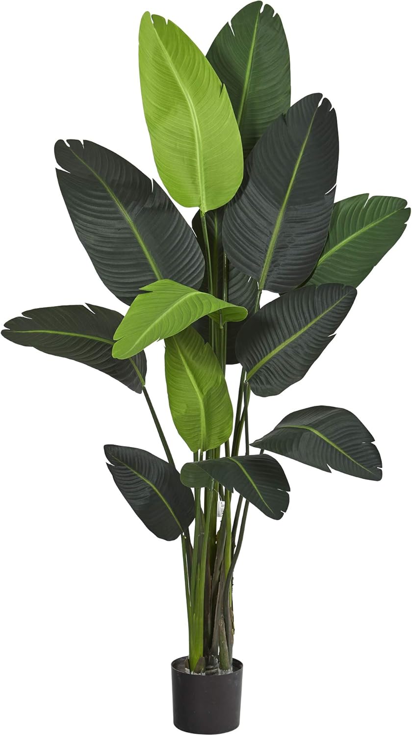 Nearly Natural 69in. Travelers Palm Artificial Tree, Green, PE, Polyester Materials, 13.1 lbs