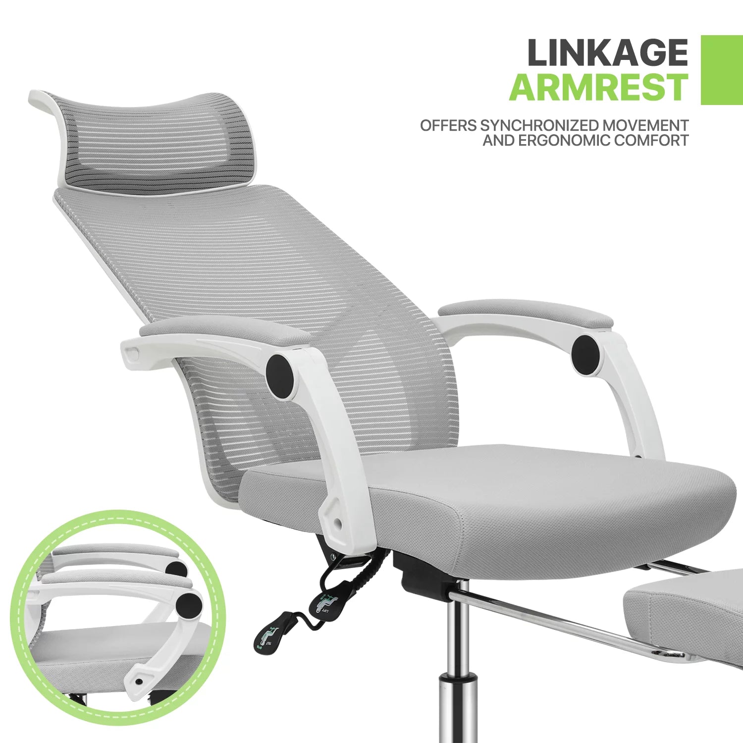 Magshion Ergonomic Office Executive Chair, Adjustable High Back, Grey U433167