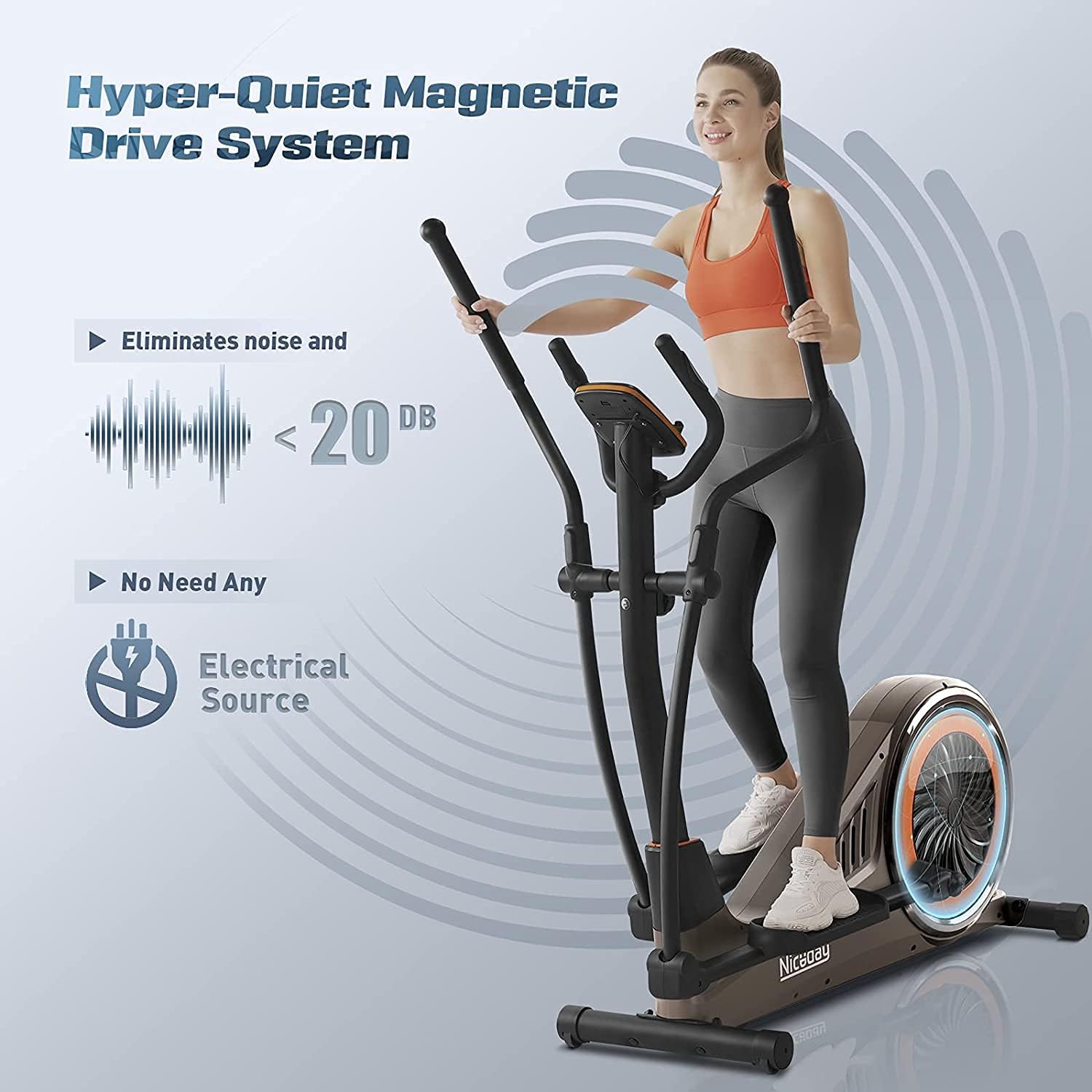 Niceday Elliptical Machine & Recumbent Exercise Bike, 16 Resistance Levels N3285