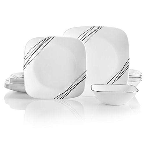 Corelle Vitrelle 18-Piece Dinnerware Set for 6 with 2-Pack Serving Bowls, White V287