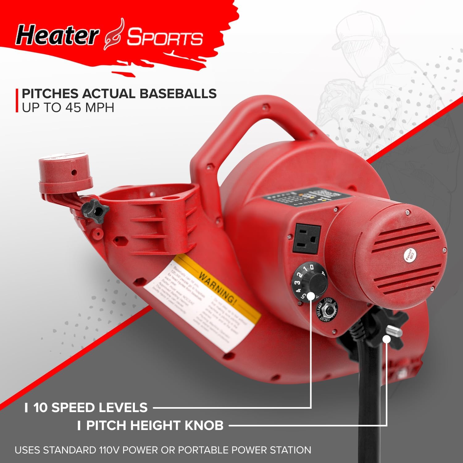 Heater Sports Double Play Pitch Back & Pitching Machine DP249, Red U7001
