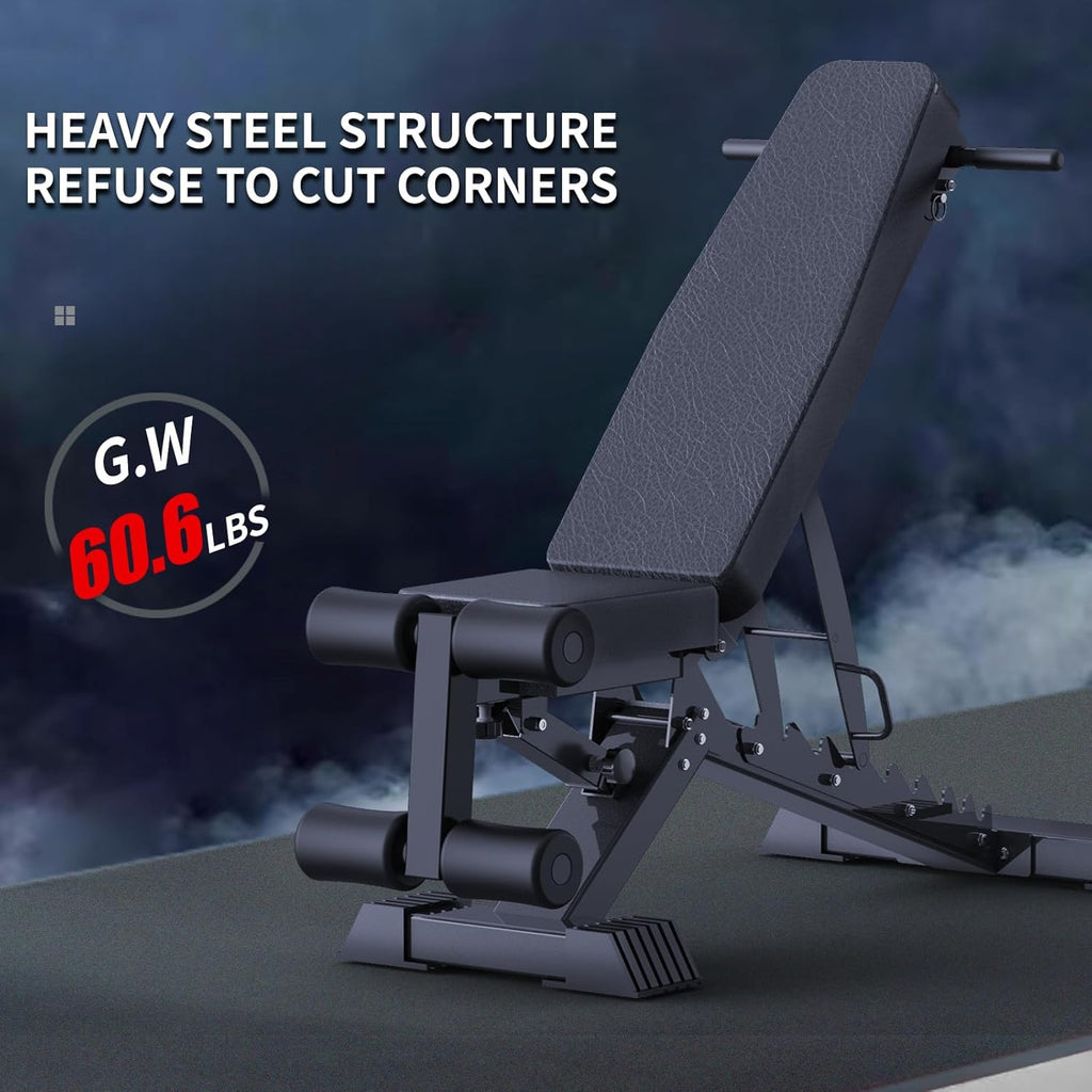 K KINGKANG Adjustable Weight Bench, 1100 LB Capacity, Foldable Flat/Incline/Decline for Home Gym G75575