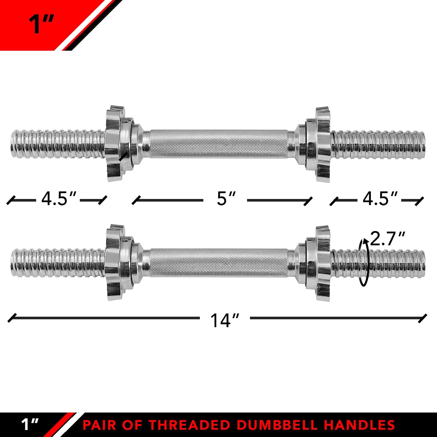 JFIT Threaded Dumbbell Handles, Set of 2, with Star Collars W11244