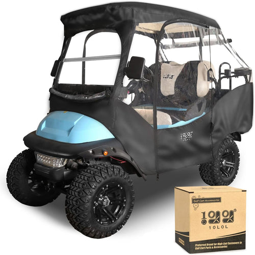 10L0L 4 Passenger Golf Cart Driving Enclosure for Club Car Precedent with Short Roof Up to 57", 4-Sided Clear Window 420D Rain Cover All Weather Windproof Waterproof